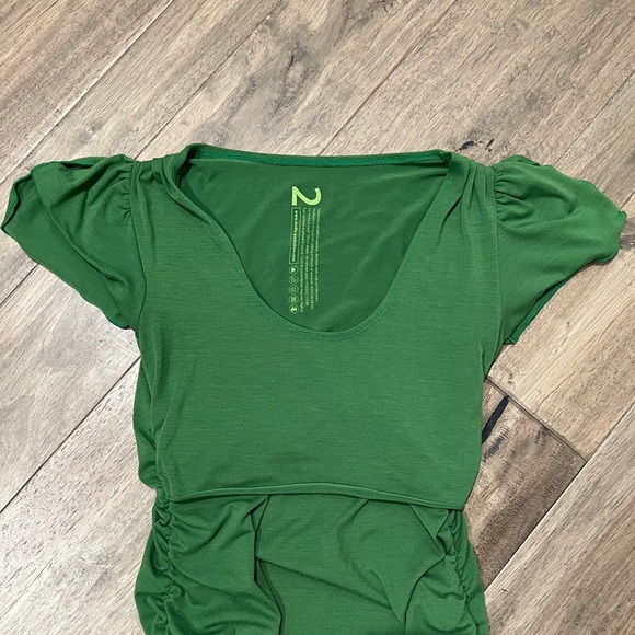 Maternity knit stretch dress with nursing overlay peek-a-boo top - Picture 5 of 8